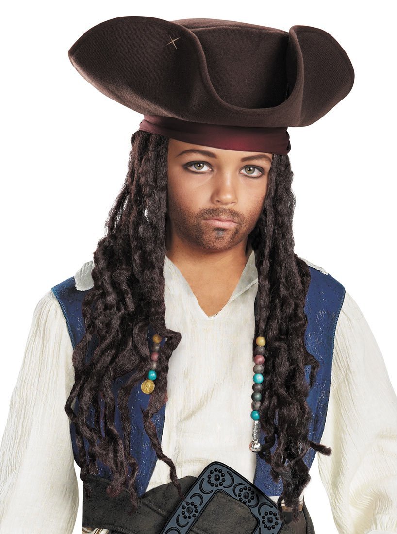 Disney Pirates of The Caribbean Original Deluxe Hat With Beaded Braids Costume Accessory