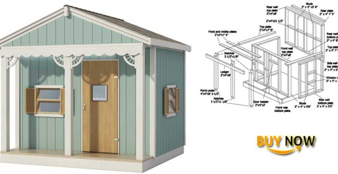 Buy Now: Kids Playhouse Plans DIY Micro Cottage Guest House Backyard Storage Shed 8' x 8'