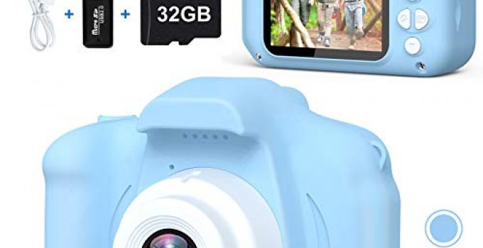 Balhvit Shockproof Selfie Kids Camera, Toddler Best Birthday Gifts Dual Camera for Kids Age 3-10, HD Digital Video with 32GB SD Card, Christmas Kids Toy for 3 4 5 6 7 8 Year Old Girls and Boys