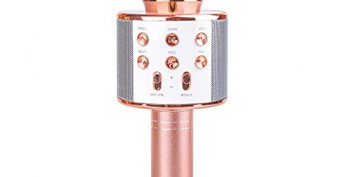 Microphone Gift Age 5-12 Girls Kids, Wireless Karaoke Microphone Toy for 6-11 Year Old Girl Children Singing Microphone Machine Gifts for 6-11 Year Old Girl Teens Birthday Gift for Girl Rose Gold MIC