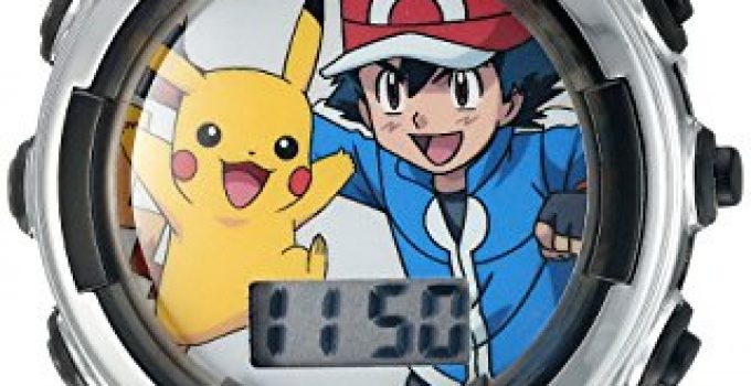 Pokémon Kids' Digital Watch Quartz Plastic Strap, Black, 16 (Model: POK3018)