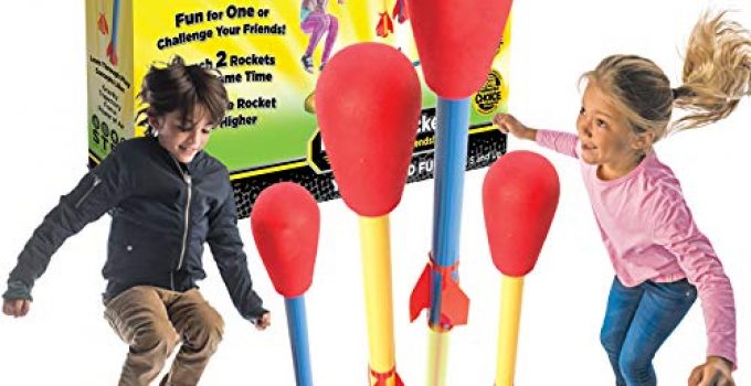 The Original Stomp Rocket Dueling Rockets, 4 Rockets and Rocket Launcher - Outdoor Rocket Toy Gift for Boys and Girls Ages 6 Years and Up - Great for Outdoor Play with friends in the backyard & parks