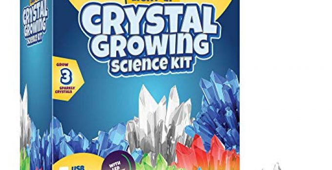 Crystal Growing Kit for Kids + LIGHT-UP Stand - Science Experiments for Kids - Crystal Science Kits - Craft Stuff Toys for Teens - STEM Projects for Boys & Girls - Grow Crystals and Make Them Glow