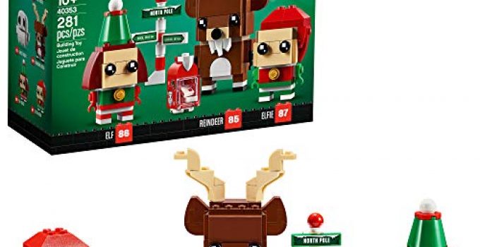LEGO Brickheadz Reindeer, Elf and Elfie 40353 Building Toy, New 2020 (281 Pieces)