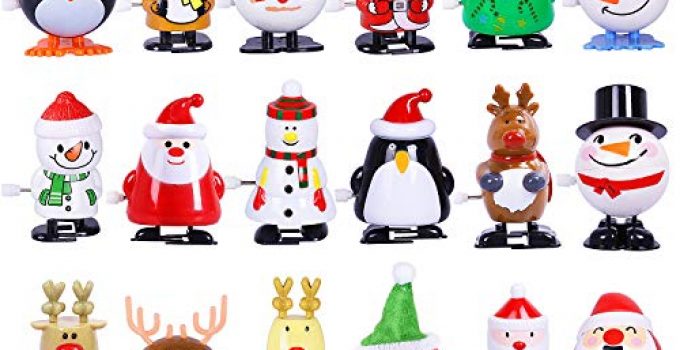Max Fun 18 Pcs Christmas Stocking Stuffers Wind Up Toys Assortment for Christmas Party Favors Goody Bag Filler (Christmas)