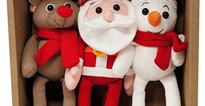 Plush Stocking Stuffers - Christmas Plush Toys Set Including Reindeer, Snowman and Stuffed Santa - 12x5'' Stuffed Christmas Toys - Kids Plush Toys for Girls, Boys and Toddlers
