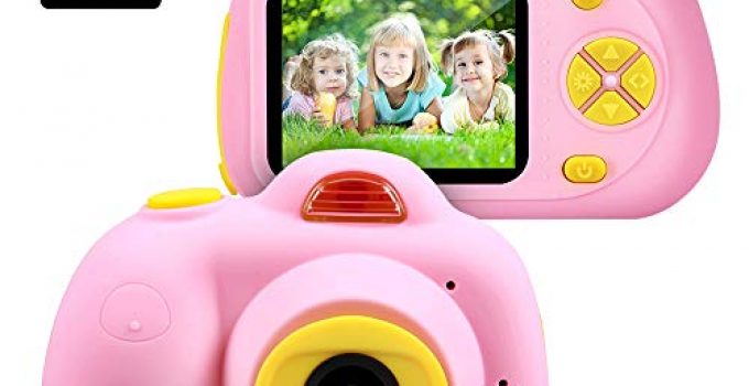 Gifts for 3 4 5 6 Year Old Girls,OMWay Kids Camera for Girls, Outdoor Toys for 5 6 7 8 Year Old Toddlers Children,8MP HD Video Camera, Pink(32GB SD Card Included).