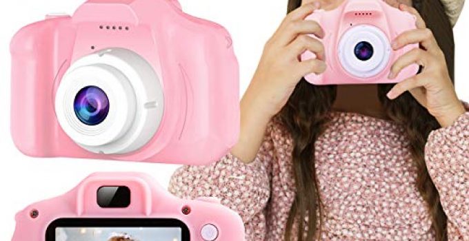 Nobie vivid Kids Camera, Kids Selfie Camera Camcorder 2.0 Inch IPS Screen with 32GB Card, HD Digital Video Camera for Kids, Children Christmas Birthday Gift (Pink)