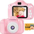 SUNCITY Girl Toys Gifts Kids Camera for 3 4 5 6 7 8 9 10 Years Old 2 Inch Screen 1080P Video Birthday Presents for Children Toddlers(32GB Memory Card Included, Pink)