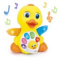 Woby Musical Flapping Yellow Duck Action Educational Learning and Walking Toy for 1 Year Old Baby Toddler Girl Boy