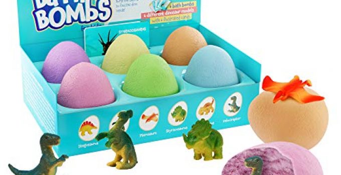 Bath Bombs for Kids - Kids Bath Bomb with Surprise Inside - Dinosaur Toys Gift for Boys and Girls Ages 3 4 5 6 7 8 9 & 10 Years Old - Easter Toy Gifts - Fun Educational Dino Egg Fizzy Set