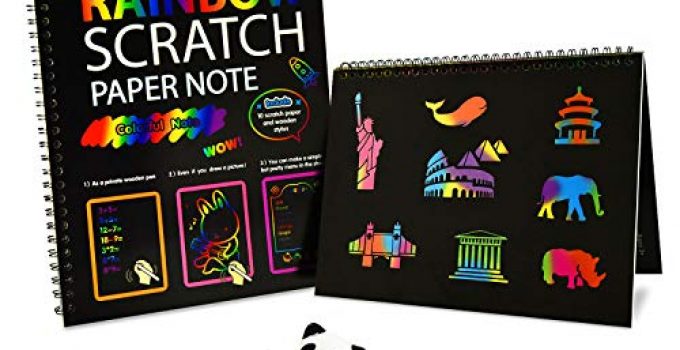 Fricon 3-10 Year Old Girls Gifts, Arts and Crafts for Girls Age 5-10 Create Rainbow Scratch Art for Kids Paper Pad Christmas Birthday Gifts for 3-10 Year Old Boys Girls Scratch Art Stocking Fillers