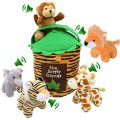 Jungle Friends Talking Plushie Set for 1 Year Old up Boy Girl Baby Realistic Sounding Stuffed Animal Toys Babies Toddlers Children Lion Elephant Tiger Giraffe Monkey Carrier (6 Pc Premium Jungle Set)
