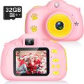 Kids Camera, Best Birthday Christmas Kids Gifts for 3-10 Age Girls Toys, 1080P Kids Selfie Camera with 8MP Dual Cameras Children Digital Camera 2.0 IPS Toddler Girls Camera with 32GB SD Card (Pink)
