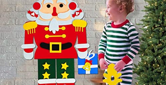 Camlinbo 3.8 FT Nutcrackers Felt Christmas Tree for Toddler Kids Christmas Decorations with 31 DIY Ornaments Christmas Wall Door Hanging Decor Xmas Holiday Toys Gifts for Boys Girls Party Supplies