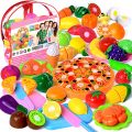 Cutting Toys, 73 PCS Play Cutting Food Kitchen Toy Cutting Fruits Vegetables Pretend Food Playset Early Development Learning Toy Gifts for Christmas for Toddlers Kids Boys Girls with Storage Bag