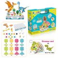 Haifeng 257 Pieces Mosaic Design Puzzle Toy, Screwdriver and Drill Tool Creative Set, Dinosaur Card and Animal Card Assembly Toys, STEM Activities for Kids Ages 3-10 Years Old (with Dinosaur Cards)