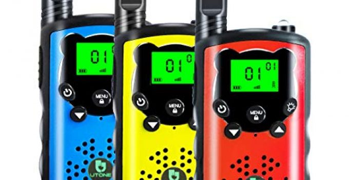 TOWOLD 3 Pack Kids Walkie Talkies, Toys for 4 5 6 7 8 Year Old Boys and Girls 22 Channels 2 Way Radio Boys Toys Gifts for Boys on Birthday,Outside Adventures and Camping(Orange Blue Yellow)