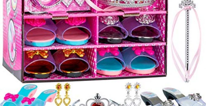 Toyvelt Princess Dress Up & Play Shoe And Jewelry Boutique (Includes 4 Pairs Of Shoes + Multiple Fashion Accessories) Best Toys For 3, 4, Year Old Girls And Up