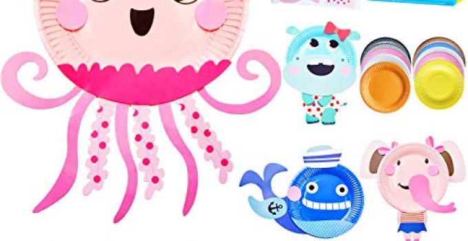 ZMLM Art Crafts Toys for Toddler: Paper Plate Art Kit for Girl Boy Birthday Gift Art Supply Project Creative Fun Children Preschool Party Favor Learning Game Holiday Crafts Christmas Activity for Kids