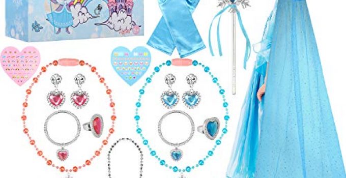 TERTOY Princess Dress Up Shoes & Jewelry Boutique - Princess Toys with Purse, Blue Princess cloak, Crowns, Necklaces, Bracelets, Rings, Girls Beauty Gift Toys for Age 3 4 5 6 Year Old for Birthday Christmas