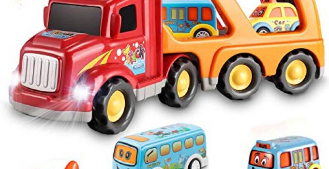 Toys for 1 2 3 4 5 6 Year Old Boys, Kids Toys Car for Girls Boys Toddlers 5 in 1 Friction Power Toys Vehicle Carrier Truck for Age 3-9 Boys Toys Car Party Christmas Festival Gifts for Boys Age 3 4 5 6