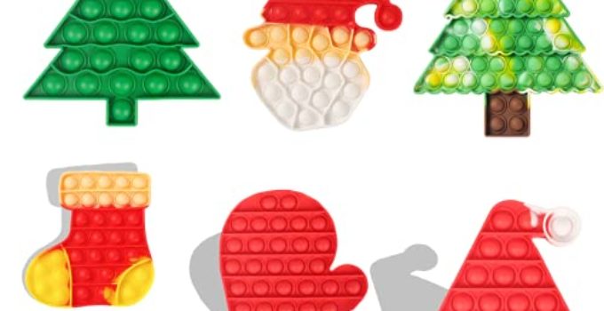 6 Pcs Pop Christmas Push Bubbles Sensory Fidget Toys Simple Dimple Fidget Popper Tie Dye Christmas Pop for Kids Christmas Set for Kids Adults (Christmas Set 1)