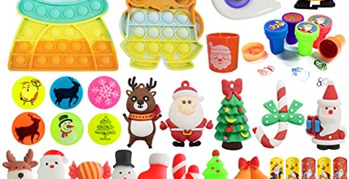 Christmas Novelty Assortment Pop Dimple Fidget Toys,Colorful Decorations Game Toys Fidget Packs for Kids Party Favors, Christmas Goodie Bags (Christmas-40)