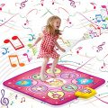 Dance Mat, Electronic Musical Play Mats Pink Dance Pad Non-Slip Dancing Floor Mat Game Toy with 5 Game Modes, Christmas Birthday Gifts for 3 4 5 6 7 8 9 10 Year Old Girls Toys(39.37" x 33.85")