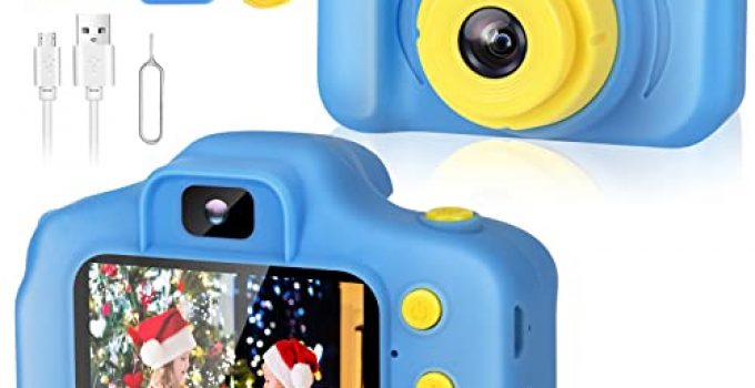 Desuccus Kids Camera Toddler Toys Christmas Birthday Gifts for Boys and Girls Kids Toys 3-9 Year Old HD Video Digital Video Camera for Toddler 5 Puzzle Games with 32GB SD Card (Blue)