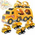 Toys for 1 2 3 4 5 6 Year Old Boys, Kids Toys Truck for Toddler Boys Girls, 5 in 1 Friction Power Construction Toys Car Carrier Vehicle for Age 3-9 Boys Christmas Birthday Gifts for Kids Age 3 4 5 6