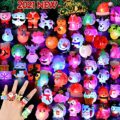3D Hekaty 50PCS Christmas Light Up Rings Toy Christmas Party Favors Flash Finger Ring For Kid Ring Glow in The Dark Party Supplies Christmas Stocking Stuffers Christmas Gifts Christmas Party Toy Rings
