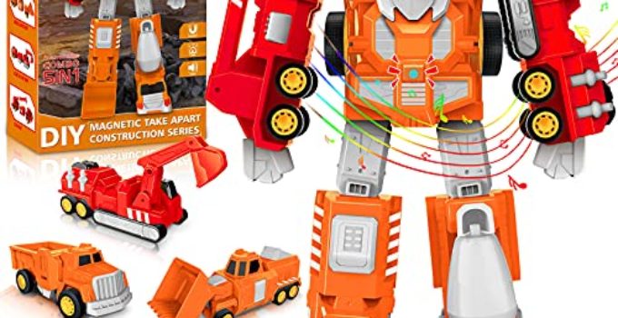 Kids Toys for Boys Transform Toy: Construction Robot Car Toys for 3 4 5 6 7 8 Year Old Boys | STEM Building Toys for Boys Age 4-7 | 5 in 1 Toddler Toy Trucks Christmas Kids Gift Girl Boy Toys Age 4-8