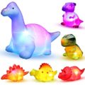 MAPIXO 6 Packs Light-Up Floating Dinosaur Bath Toys Set, for Baby Toddler Nephew in Birthday Christmas Easter , Great Water Bathtub Shower Pool Bath Toy for Children Preschool