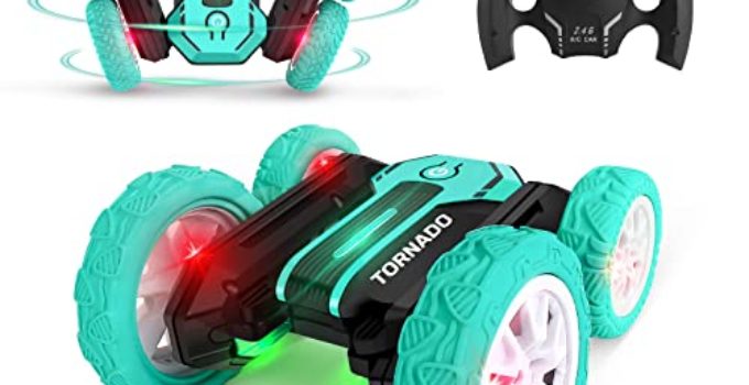 MOIFER Remote Control Car for Boys Girls, Kids Toys of 50 Mins Run Time Stunt RC Car Age 3 5 4 7 8 12, Rechargeable 4WD 2.4Ghz Car with 360°Flip and LED Headlight, Christmas Stocking Stuffers Gifts