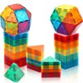 Magnetic Tiles for 3 4 5 6 7 8+ Year Old Boys Girls Toddlers Clear 3D Magnetic Blocks Building Set for Kids Age 3-5 Creativity Construction Toys for 4-8 Christmas Birthday Gifts
