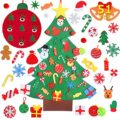 Max Fun DIY Felt Christmas Tree Set Plus Tic-Tac-Toe Game Xmas Wall Hanging Decorations Children's Felt Craft Kits with 40pcs Ornaments for Kids Xmas Gifts Party Favors