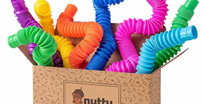 nutty toys 8 pk Pop Tube Sensory Toys - Fine Motor Skills & Learning for Toddlers, Top ADHD Fidget 2021, Unique Kids & Adults Christmas Stocking Stuffer Gift Idea, Best Tween Boy & Girl Present