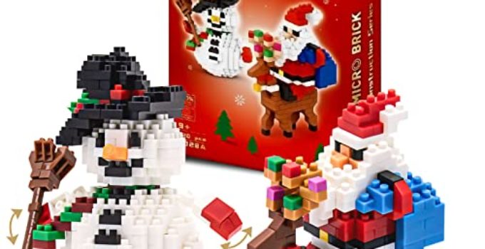 Christmas Building Blocks Kit Set- New 2021 Santa Claus & Snowman Character Playset, Mr. Santa Display Toy Figures Reindeer Details, for 9+ Kids, Adult, Boys, Girls, Xmas & Birthday Gift, 720 Pieces