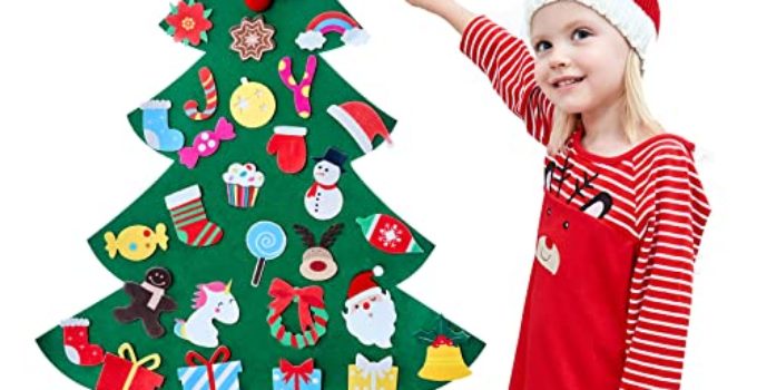 Felt Christmas Tree for Toddlers 2021 Christmas Kids Gifts ,Kids Christmas Tree,DIY Christmas Crafts for Kids,Xmas Tree for Children,Hanging Christmas Decorations Indoor Wall 33 Pcs