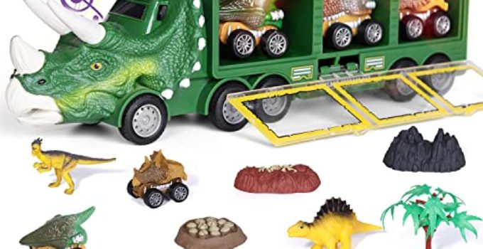 Kids Toys for 3 4 5 Year Old Boys: Dinosaur Toys for Kids 3-5| Dinosaur Transport Monster Truck Carrier Car Toys| Dino Trucks Boy Toys for Toddler| Christmas Birthday Gifts for Kids Age 2-7