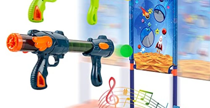 Shooting Game Toys for Kids- Moving Shooting Target with 2 Popper Air Guns and 40 Foam Bullets, Ideal Christmas Stocking Stuffers Birthday Gift Toys for 5 6 7 8 9 10 11 12 Years Kids Boys Girls