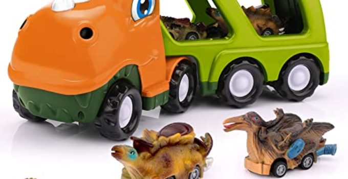 Toddler Toys Dinosaur Toy Cars: Kids Toys for 1 2 3 4 5 Year Old Boys | Dinosaur Toys for Kids 3-5 Carrier Truck Pull Back Car Baby Toys 12-18 Months Christmas Kids Gift for Toddler Toys Age 1-2 2-4