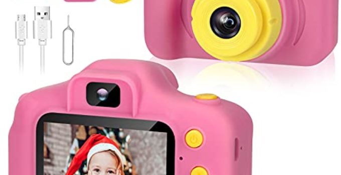 Desuccus Kids Camera Toys for Girls Camera for Kids Little Girls Digital Camera Toy Video Recorder for Girls Christmas Birthday Gifts for Girls Age 3-8 Year Old 32GB SD Card 5 Fun Games(Pink)