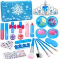 Kids Makeup Kit for Girl, 25 Pcs Pretend Play Makeup Set,Washable Frozen Cosmetic Beauty Set Gift Toys for Toddlers Princess Girls Age 3 4 5 6 7 8 9 Girls Halloween Christmas Birthday Party