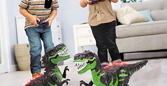 TEMI 8 Channels 2.4G Remote Control Dinosaur Toy for Kids Boys Girls, Electric RC Toys Walking Tyrannosaurus Rex with Lights and Sounds Powered by Rechargeable Battery, 360° Rotation Stunt