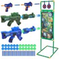 Welltin Shooting Game Toy for Ages 5 6 7 8+, 2pk Air Powered Toy Guns 2pk Blaster Guns with Shooting Target for Nerf, Boys and Girls, Indoor&Outdoor, Ideal Birthday Toys Halloween Christmas Xmas Gifts
