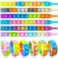ZNNCO 12PCS Push Pop Fidget Toy Fidget Bracelet, Durable and Adjustable, Multicolor Stress Relief Finger Press Bracelet for Kids and Adults ADHD ADD Autism (Option 1)