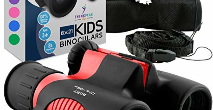 Binoculars for Kids - Small, Compact, Shock-Resistant Toy Binoculars - Learning & Nature Exploration Toys for 4+ Year Old Girls and Boys - Think Peak Toys Kids Binoculars, Red