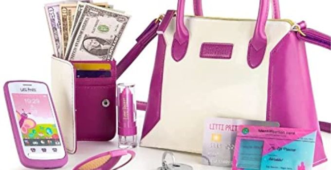 Litti Pritti Premium Pretend Play Purse for Little Girls | Girl Toys Princess Purse Set | Toy Phone, Wallet, Keys, Makeup, Credit Cards | Toddler Purse with Accessories | Gifts for Girls Ages 3+